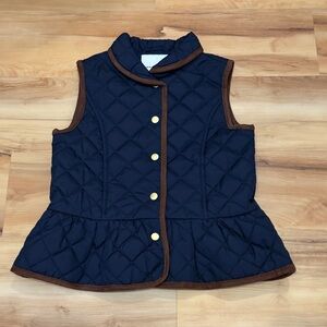 Navy Quilted Vest with Brown Trim Janie and jack